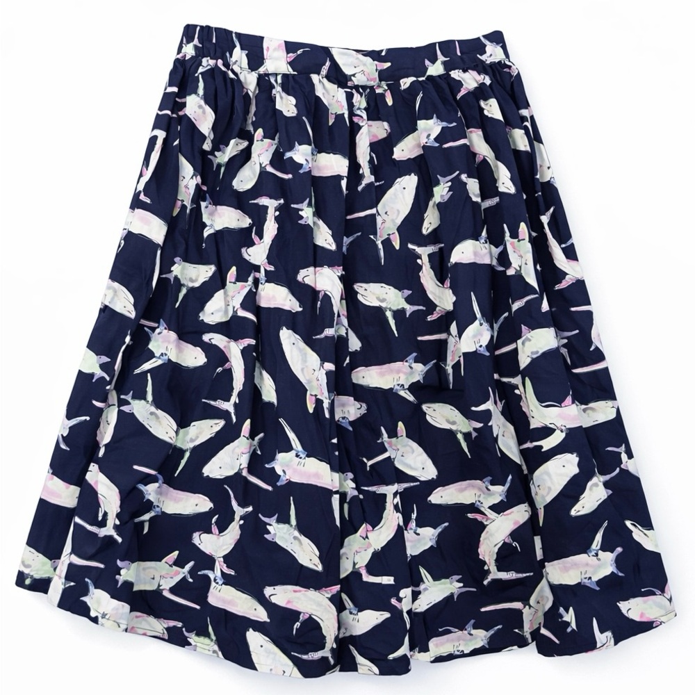 ModCloth Navy‎ Shark Print A-Line Skirt Whimsical Coastal Indie Nautical M - Picture 2 of 9